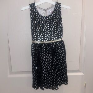 Girls 4/5 Sleeveless Black/Gold Chrome Dress